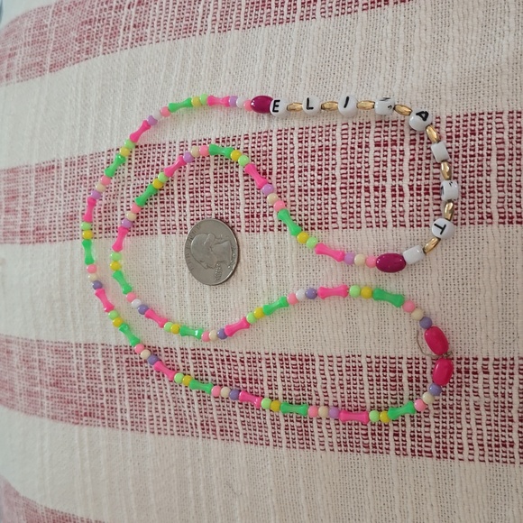 "Elizabeth" Beaded Vintage Name Necklace - EUC - Picture 6 of 6